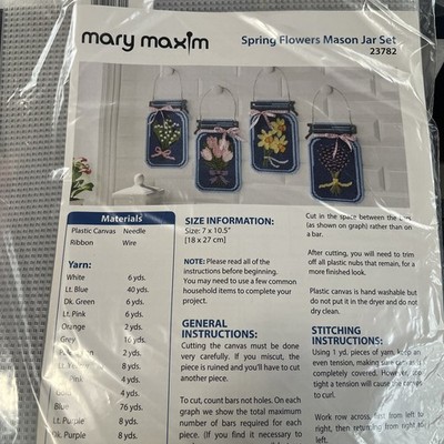 Mary Maxim Spring Flowers Mason Jar Set Plastic Canvas Kit 23782