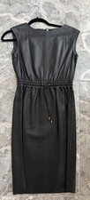 Gucci Black Lambskin Leather Sleeveless Dress gathered waist sz IT 36 US 0