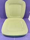 FOUR (4) Food Network Avocado Green Square Salad Plates Melamine 8x8 Round Edge