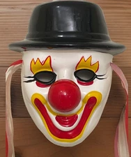 Vintage DAVAR Ceramic Clown Face Bust Wall Hanging Taiwan Red Nose Black Hat