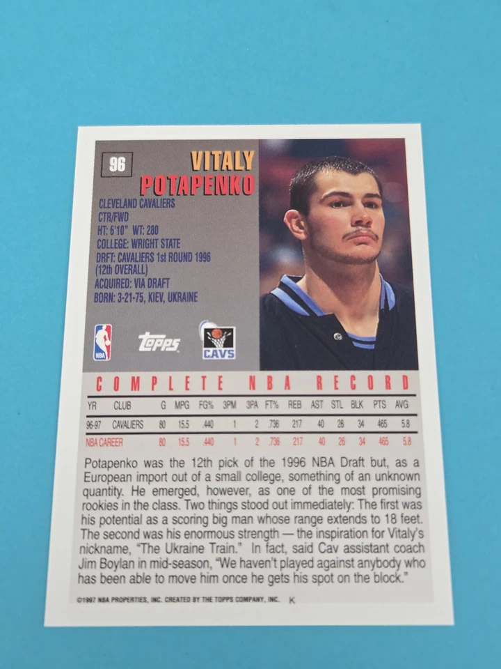 1997-98 Topps Minted in Springfield #96 Vitaly Potapenko Cavs BASKETBALL Card 4C - Image 2 of 2