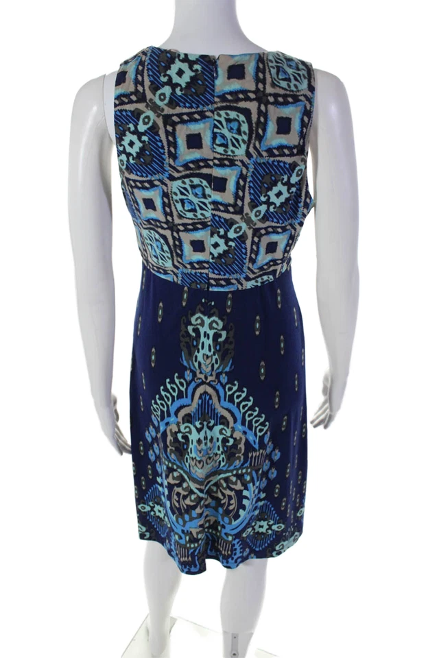 Vestido Donna Morgan para mujer con cremallera trasera estampado abstracto hasta la rodilla azul 4 Foto 3 de 4