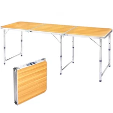 6FT Portable Plastic Folding Table Perfect for Indoor/Outdoor Dining & Parties