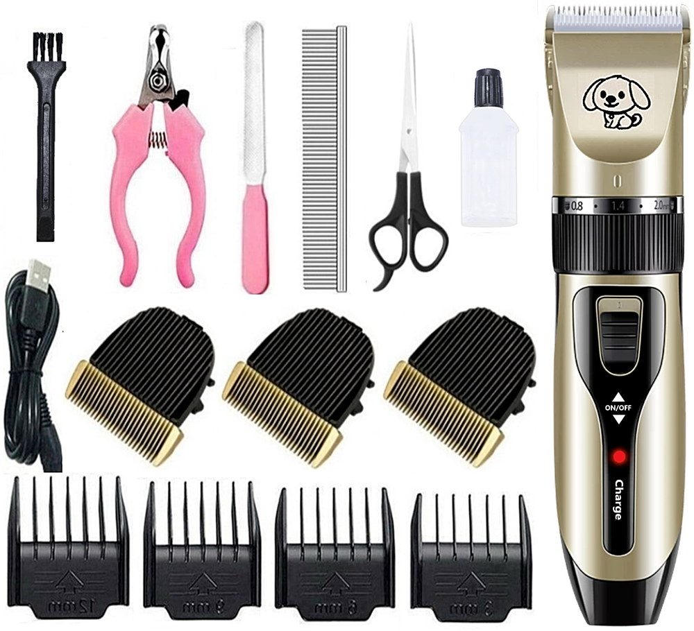 Rechargeable Cordless Pet Grooming Kit for Dogs & Cats – Hair Clipper & Trimmer Set