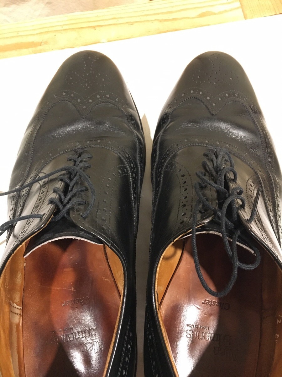 Allen Edmonds 1903 Chester Black Leather Wingtip Dress Oxfords