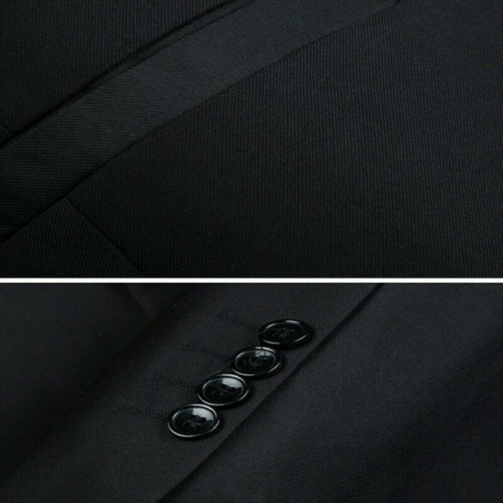 Costume Homme Deux Pièces - Veste Simple Boutonnage & Pantalon Droit - Col Mandarin Noir