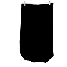 Eileen Fisher Black Skirt S/P Midi Wide Elastic Waistband Rounded Hem Staple