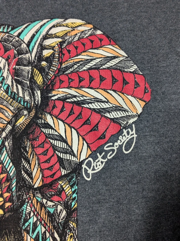 Sudadera RIOT SOCIETY Hombre Gris Medio Colorido ELEFANTE Hecha en EE. UU. Foto 3 de 4