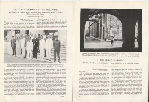 Les PHILIPPINES, 1924 articles de magazine x2, Politique, Peuple, Douanes stc - Photo 1 sur 4