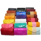 Genuine Eel Skin Leather Button Coin Purse Rectangle Small Mini Coin Wallet