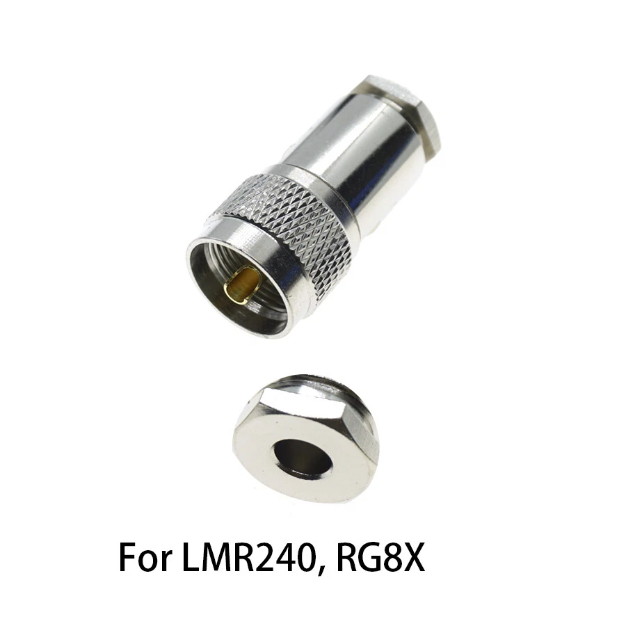 UHF PL-259 Male Female SO239 Clamp RG58 RG400 RG8 LMR240 RG8X LMR400 LMR500 RG5 - Image 3 of 4