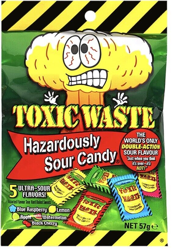 Toxic Waste ~ Hazardously Sour Candy ~ 57g ~ 5 Ultra Sour Flavours ~ New