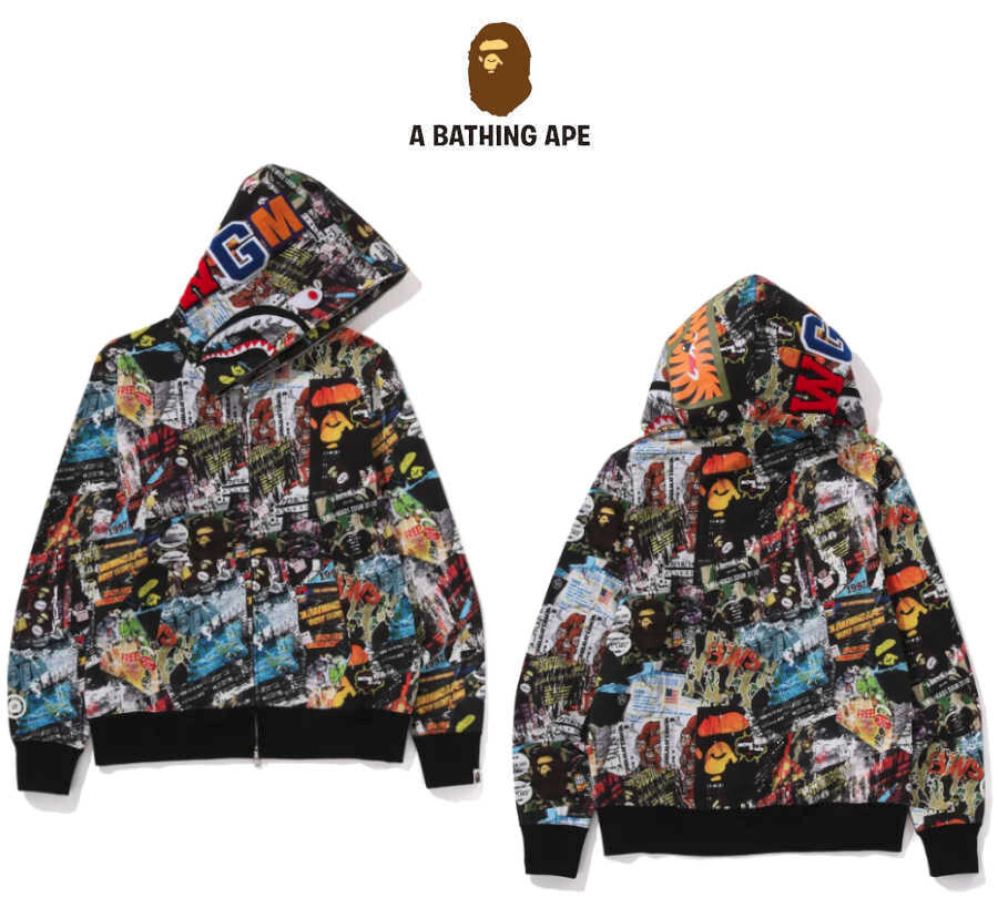 A Bathing Ape Men's BAPE FLYER Pattern Full Zip Hoodie 2024 A Bathing Ape Men's BAPE FLYER Pattern Full Zip Hoodie 2024