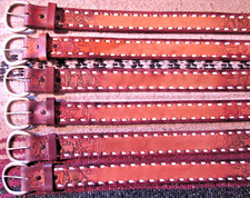 VTG Western C M Co Buckstitch Tooled Embossed Leather Belts 6 pc Size 20 NEW
