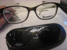 Revolution Eyeglass Frame W/ Magnet sun shade REV 779 TOGR  52-16-135 w/case