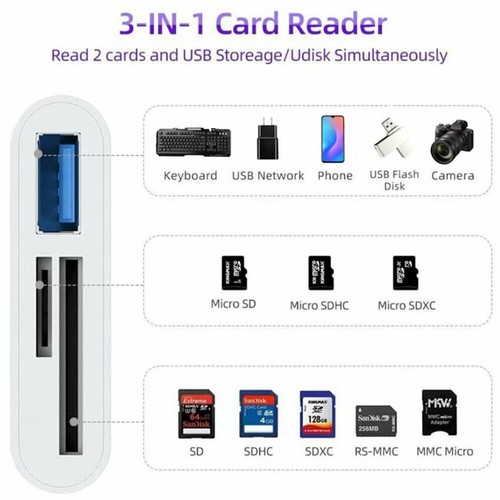 USB to Card Reader Adapter USB Camera Micro SD Memory Slot for iPhone iPad iPod - Picture 7 of 21