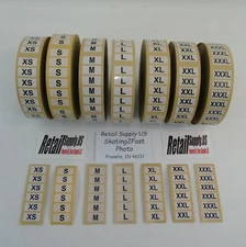 7 - Rolls 3500 Wrap Around Clothing Size Labels Self-Adhesive Retail Supplies