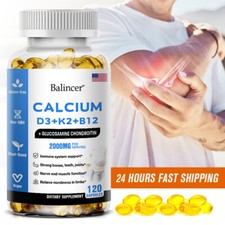 Calcium D3  K2  Vitamin B12 Strengthen Bones, Teeth, Joints 120 Capsules