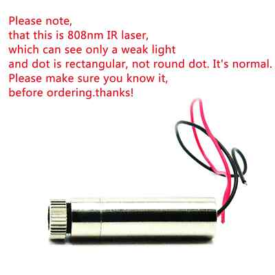 Infrarot-Punkt-Laserdiodenmodul 808nm 100mW fokussierbar 3 5V IR 12×45mm