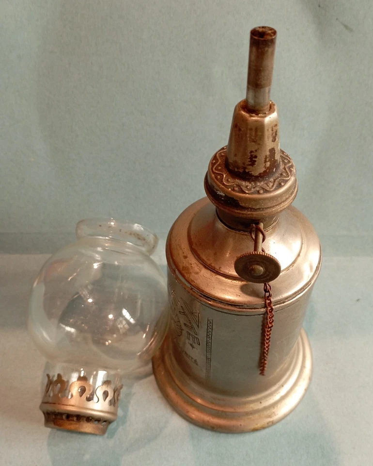 ANCIENNE LAMPE PIGEON LA FAUVETTE A POSER AVEC VERRERIE XIXème DN4201 - Photo 3/4