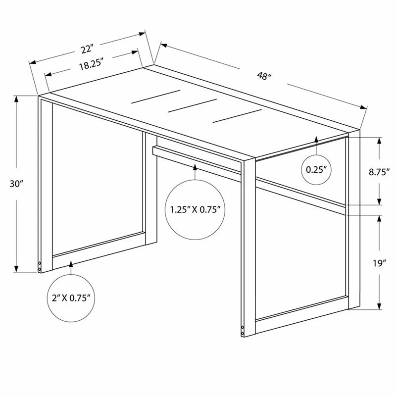 Computer Desk Home Office Laptop 48"L Work Metal Tempered Glass Black - Image 3 of 3