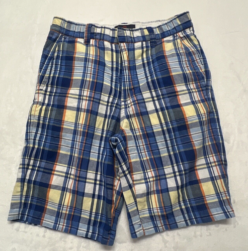 Dillard's Class Club Boys 12 Blue Plaid Shorts Adjustable Waist 100% Cotton - Picture 4 of 10