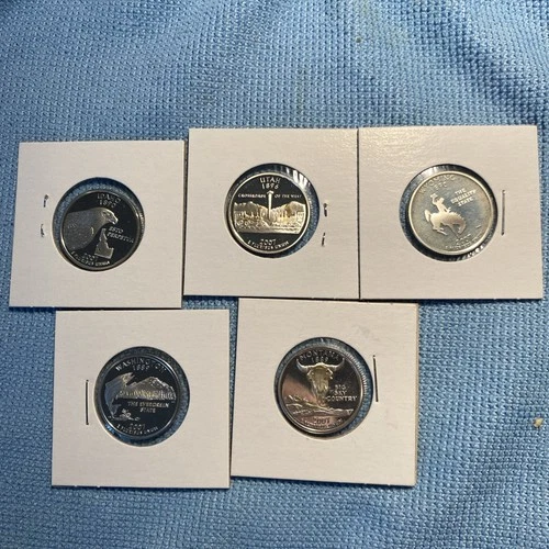 2007 PROOF FIVE Silver Quarters NICE!