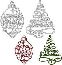 Merry Christmas Trees Metal Cutting Dies for Card Making Supplies, Christmas Ble