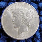 1922-S Silver Peace Dollar - San Francisco - 90% Silver - AU-Unc Det. - Cleaned