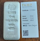 PAMP Suisse 10 oz Silver Bar 999.0 Fineness Cast & Serialized NEW!
