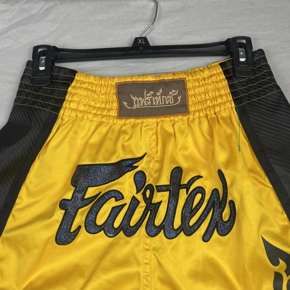 Fairtex Shorts Mens Medium Yellow Muay Thai Boxing Sparring Fight Kickboxing - Image 4 of 4