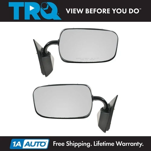 TRQ Manual Side View Mirrors Black Left & Right Pair for Chevy GMC Pickup Truck