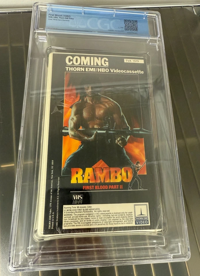 First Blood VHS Thorn EMI 1982  Hard Clamshell - Brand New, Sealed CGC 9.6 B+ - Image 3 of 4
