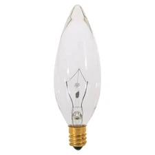 Satco A3620 - 15 Watt Candelabra Base Clear Light bulbs  - 130 Volt (25 Pack)