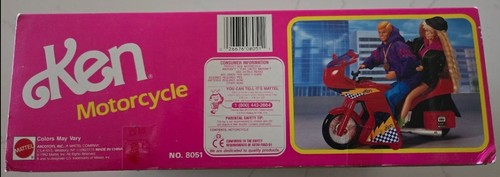 1992 Vintage Mattel Barbie Ken Red Motorcycle NRFB! 8051 - Picture 2 of 2