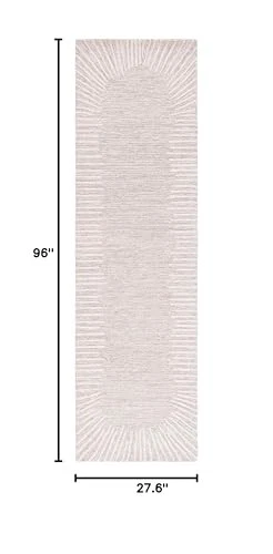  Abstract Collection Runner Rug - 2'3" x 8', Natural & Ivory, Handmade Wool,  - Image 4 of 4