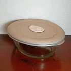 vintage Pyrex 3 2/3 qt oval baking/storage dish #8500 with grey vented lid.