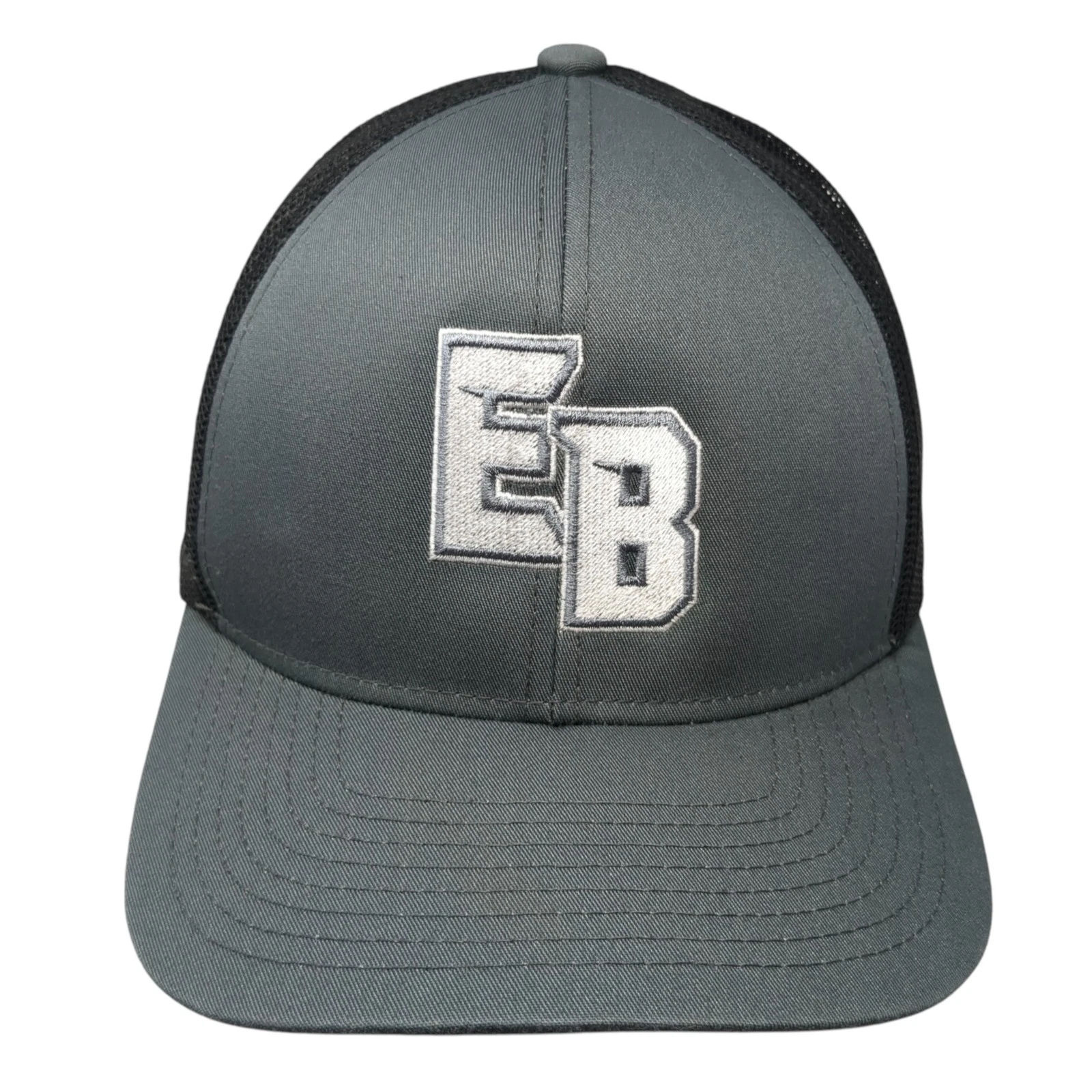 EB Snapback Mesh Back Trucker Hat Gray One Size Embroidered Colorblock