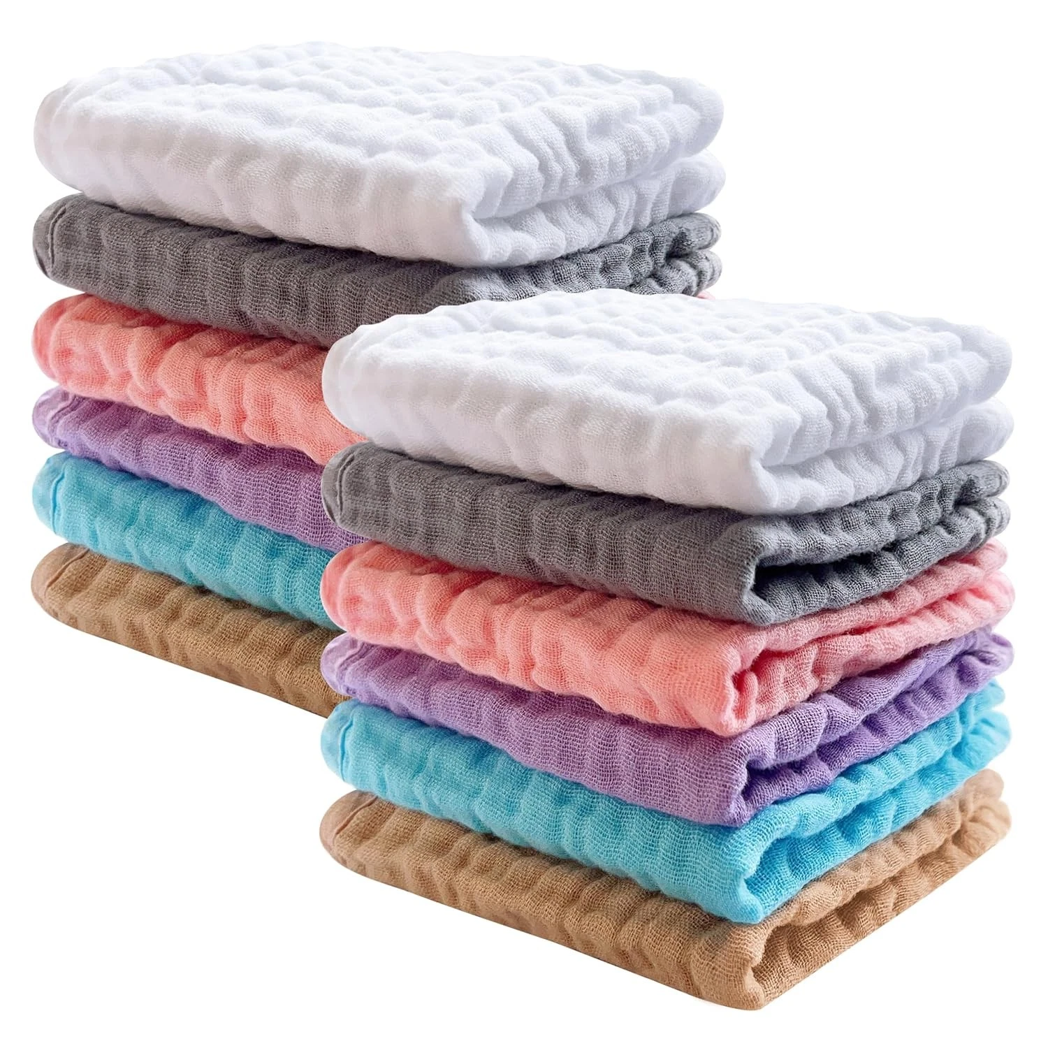 Baby Muslin Washcloths 12 Pack Soft Absorbent Multicolor 10x10
Opens in a new window or tab
