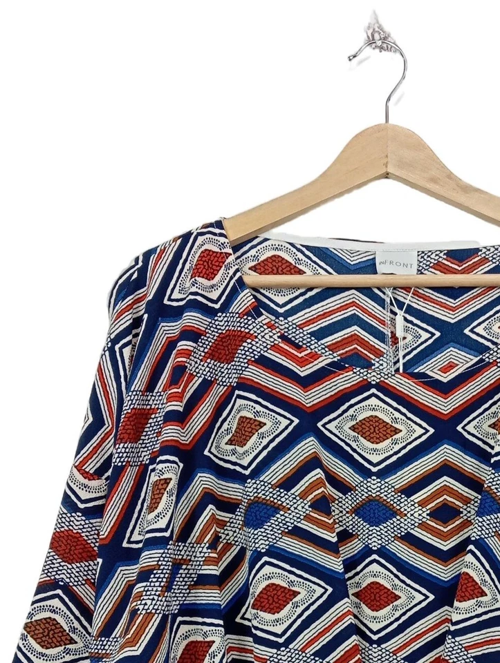 IN FRONT Blouse à manches longues Dames Blouse T EU 38 rouge-bleu-blanc - Photo 3/4