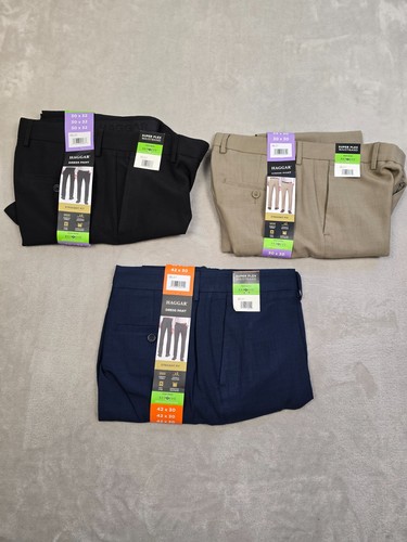Haggar Dress Pants Mens Straight Fit Super Flex Waist Stretch Pick Size Color
