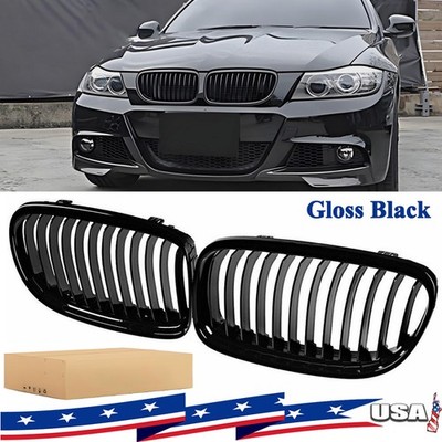 Front Kidney Grill Grille Gloss Black For 2009-2011 BMW E90 E91 LCI 325i 328i 4D