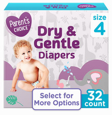 Parent's Choice Dry  Gentle Baby Diapers Size 4, 32 Count