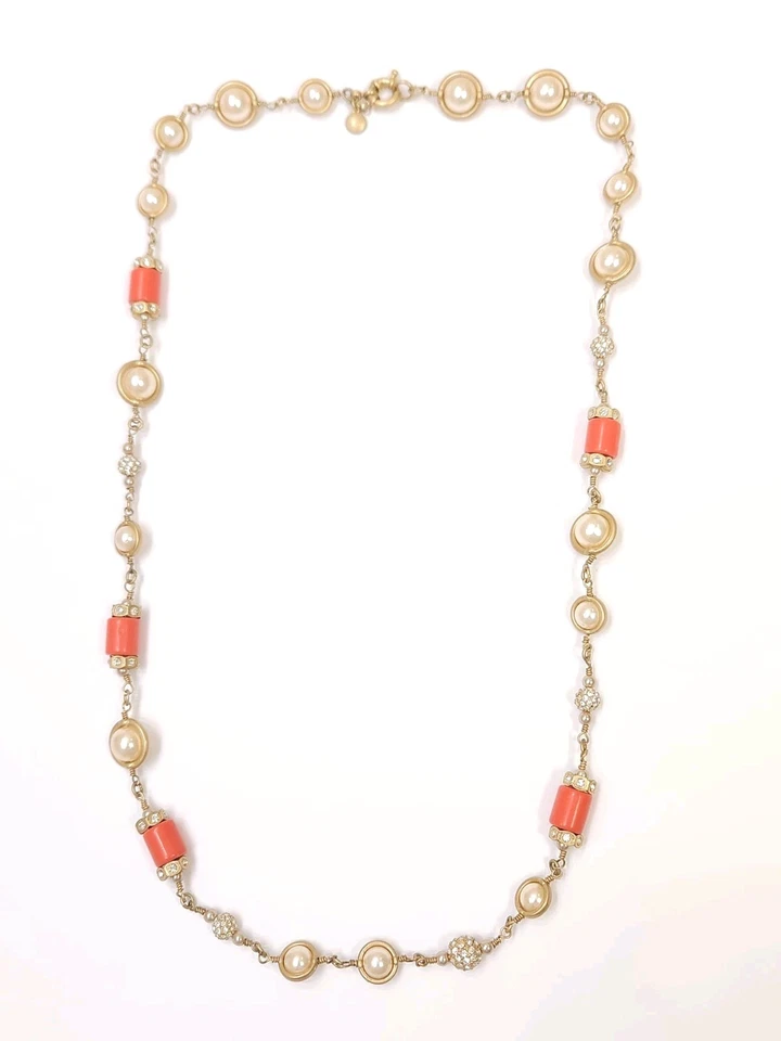 Ожерелье женское J CREW длинное 26 дюймов оранжевая бусина со стразами жемчуг модная бижутерия - Изображение 4 из 4