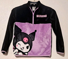 Sanrio Kuromi Plush Fleece 1/4 Zip Sweatshirt Girls Size L Kuromicore Cozy Pink