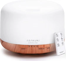 ASAKUKI 500ml Essential Oil Diffuser Aromatherapy Humidifier Remote 7 LED