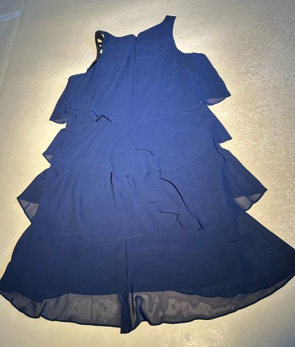 SLNY Womens Sleeveless Navy Chiffon Layered Dress Sz 12 Pre-owned - Picture 9 of 10