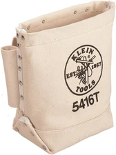 Klein Tools 5416T Tool Bag, Bull-Pin and Bolt Pouch Canvas 5x9x10 w Tunnel Loop