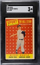 1958 TOPPS MICKEY MANTLE (ALL-STAR)  #487  SGC 3