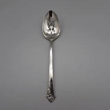 Oneida DAMASK ROSE Stainless Flatware Slotted Serving Spoon CUBE USA
